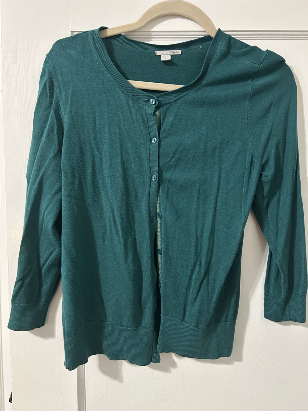 Halogen Teal Button-Front Lightweight Cardigan